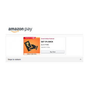 Amazon Shopping Get 5% back up to ₹1000 (9-13Nov) (Collect Offer)